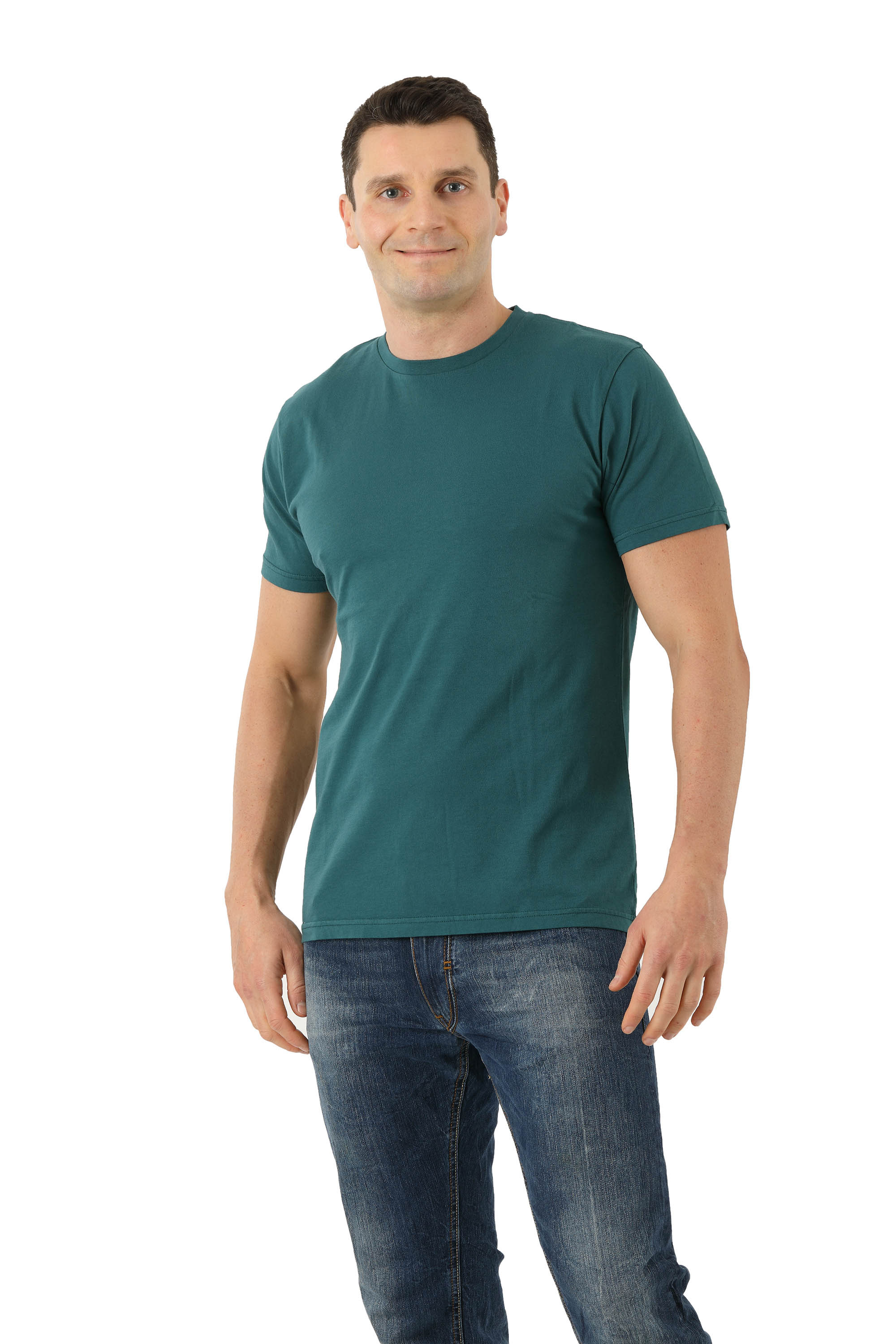 CRIA - T-shirt in cotone organico jersey con scollo tondo, colore cammello